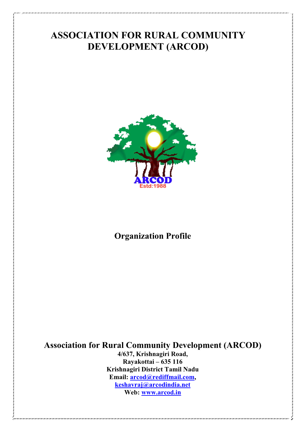Association for Rural Community Development (Arcod)
