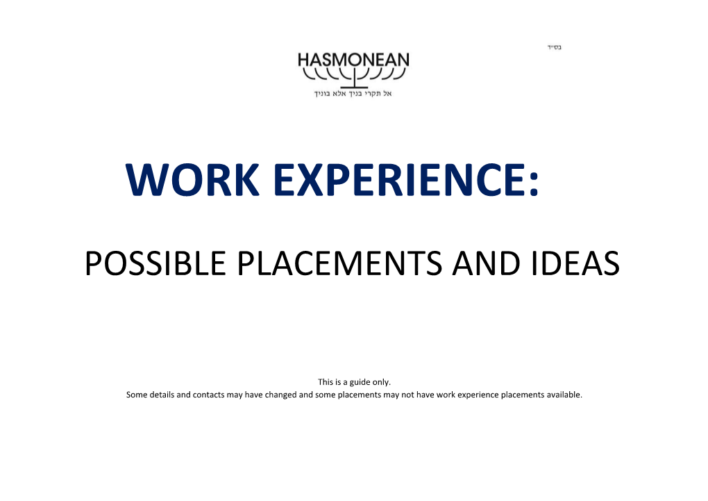 Booklet of Possible Employers