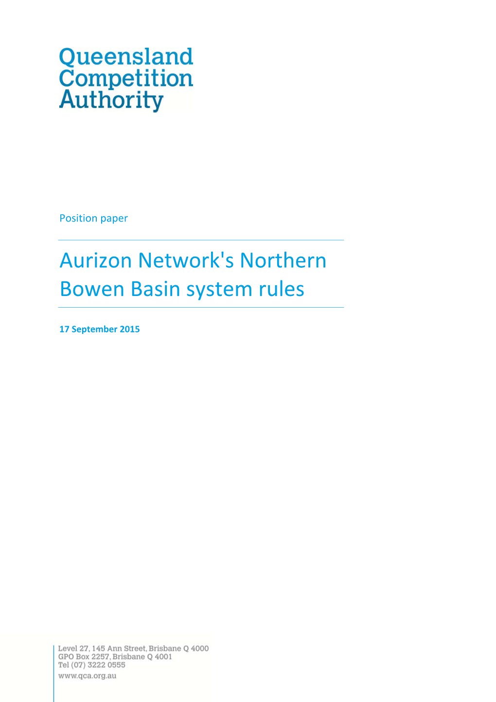 Aurizon Network's Northern Bowen Basin System Rules