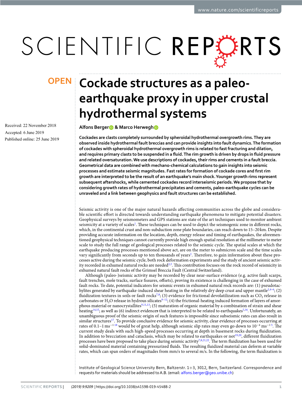 Cockade Structures As a Paleo-Earthquake Proxy in Upper Crustal Hydrothermal Systems