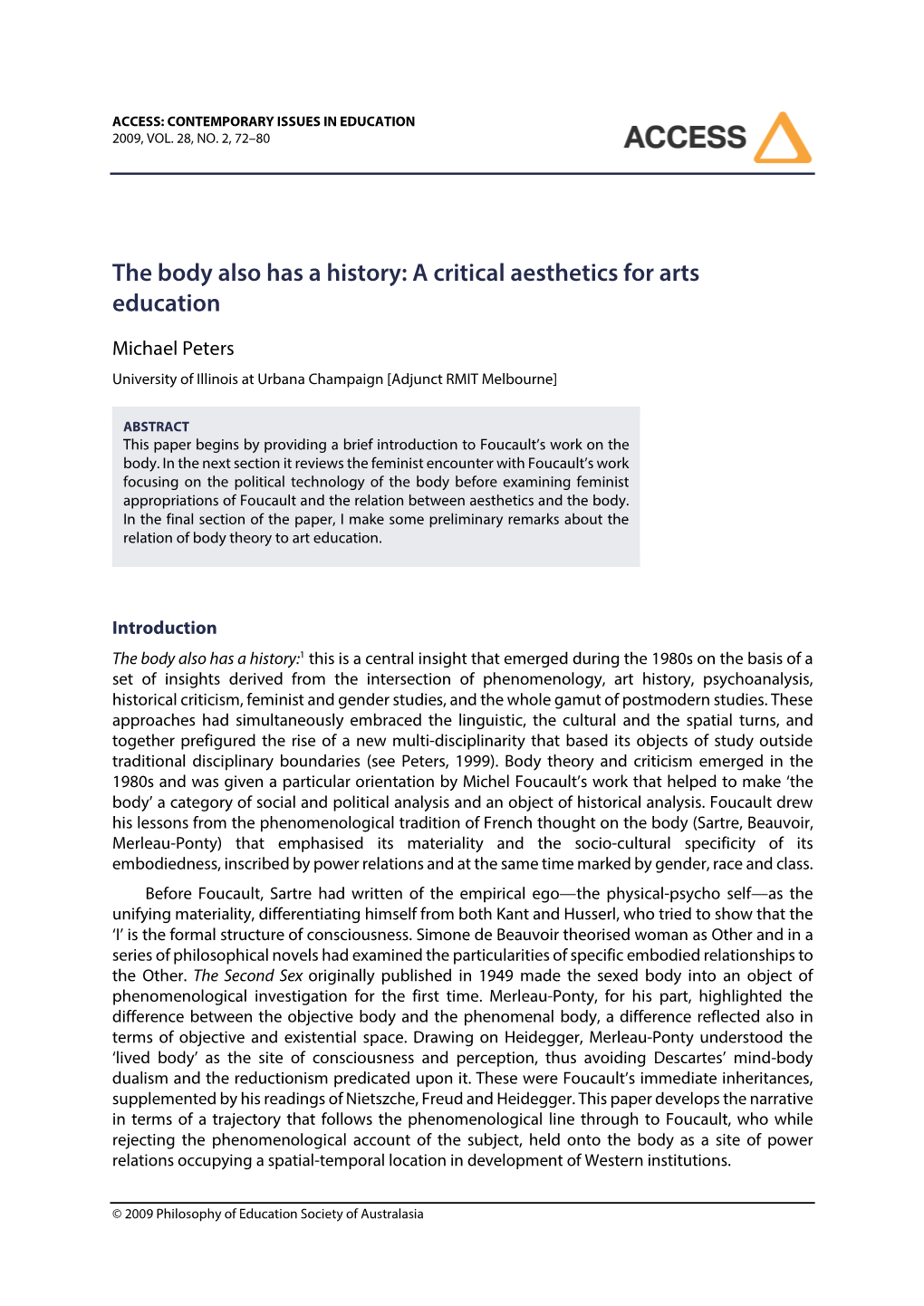 The Body Also Has a History: a Critical Aesthetics for Arts Education