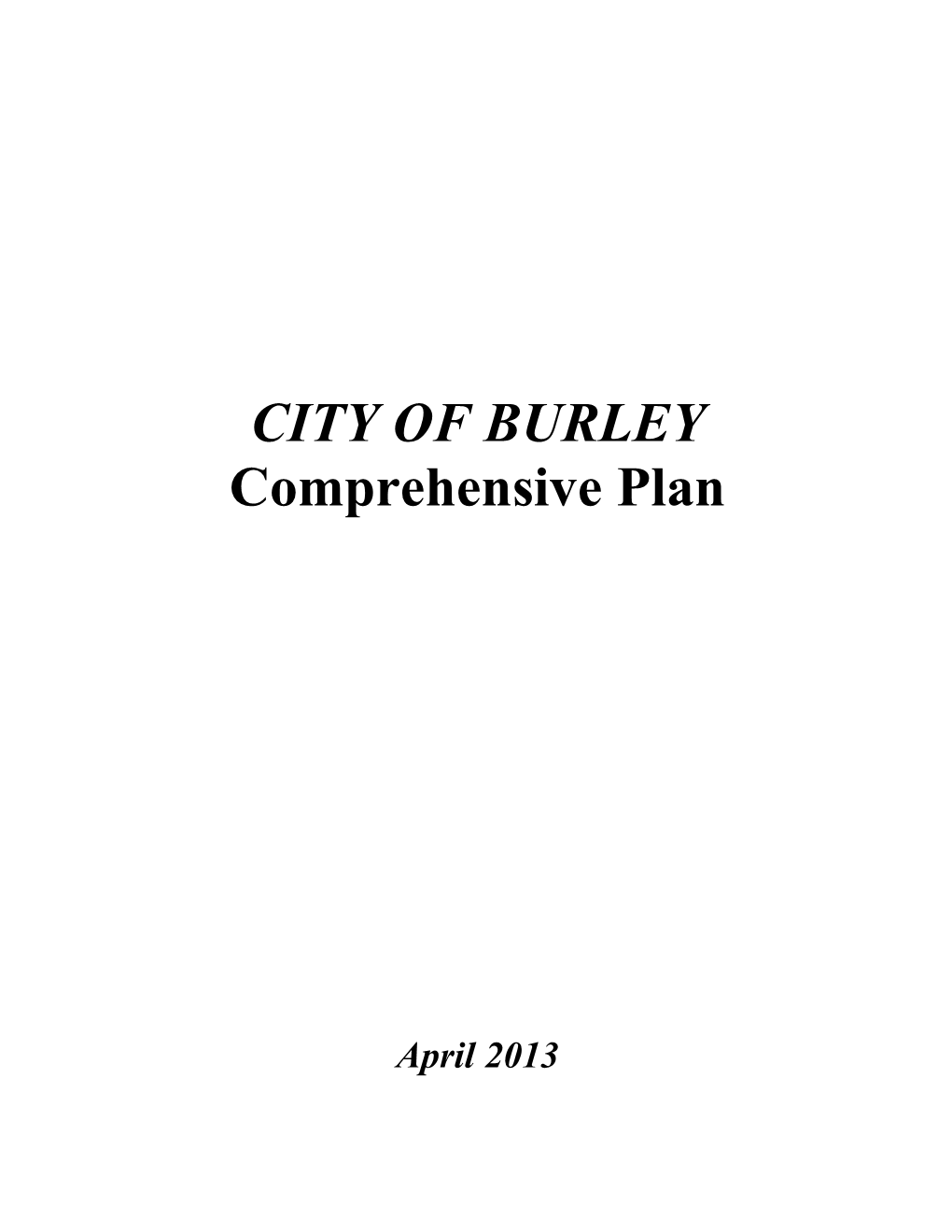 CITY of BURLEY Comprehensive Plan