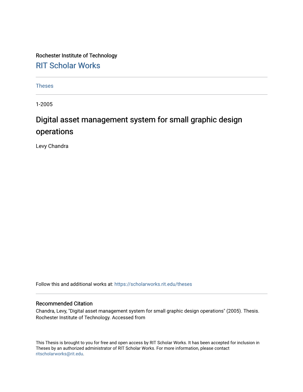 Digital Asset Management System for Small Graphic Design Operations