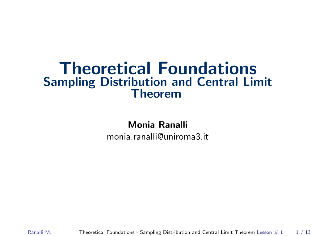 Sampling Distribution and Central Limit Theorem