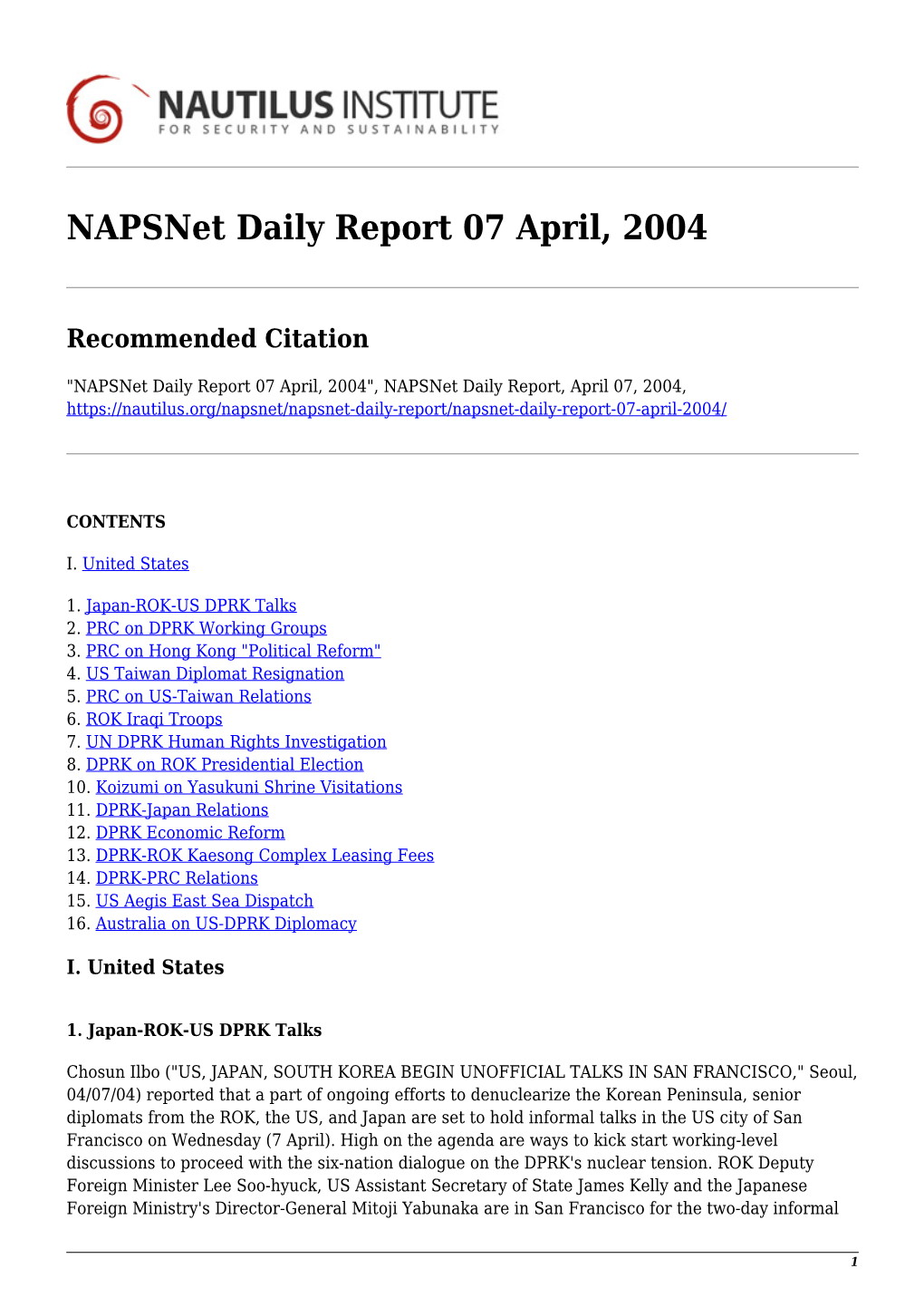 Napsnet Daily Report 07 April, 2004