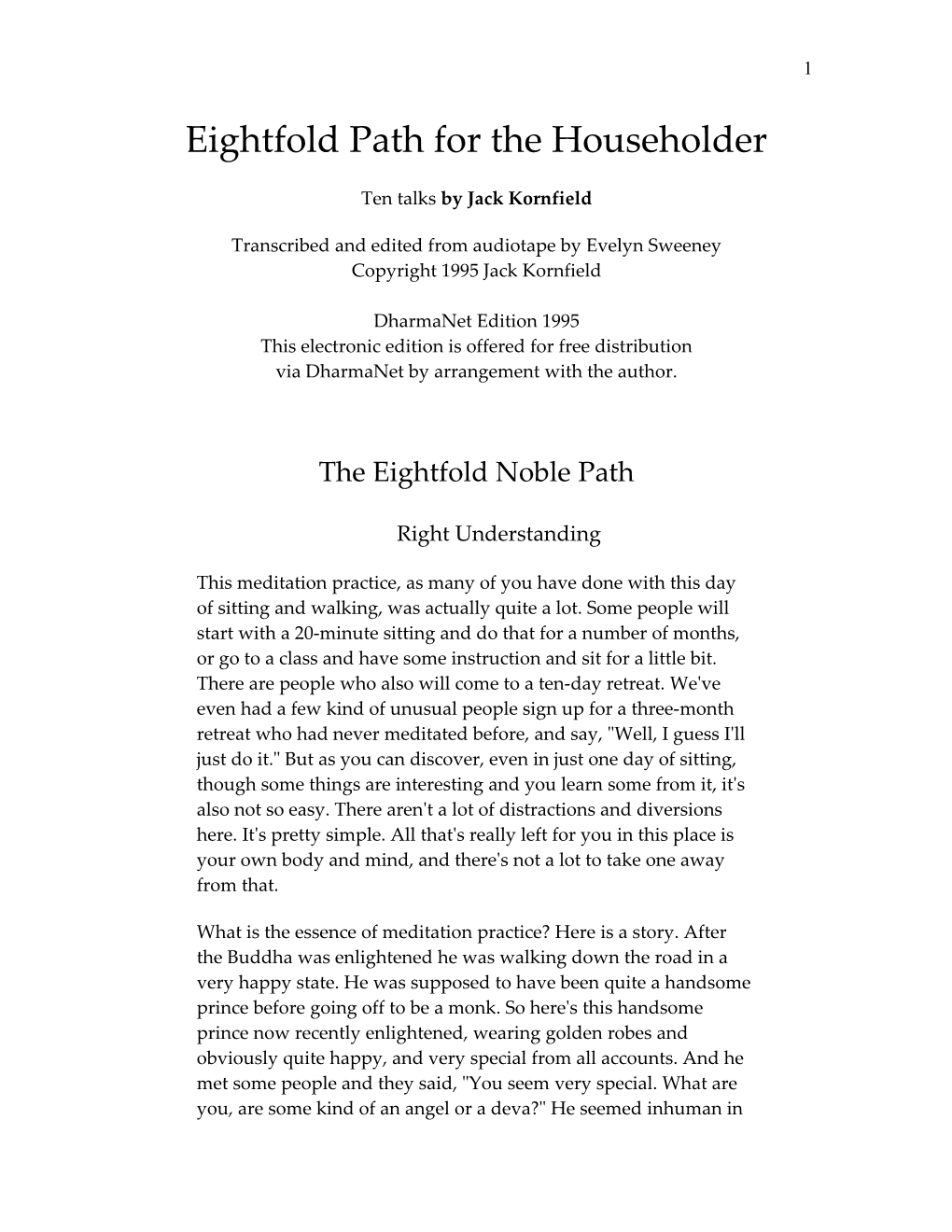 Eightfold Path For The Householder