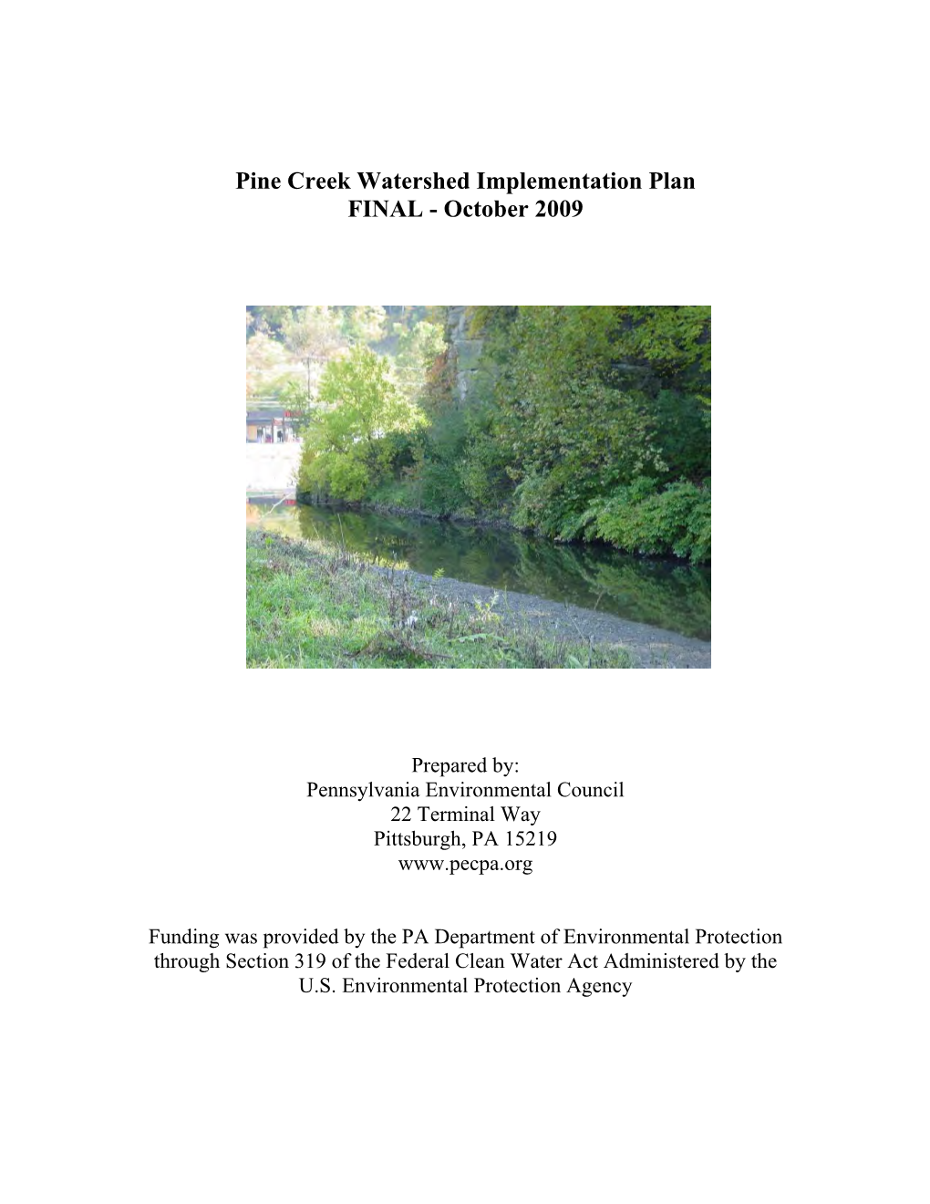Pine Creek Watershed Implementation Plan FINAL - October 2009