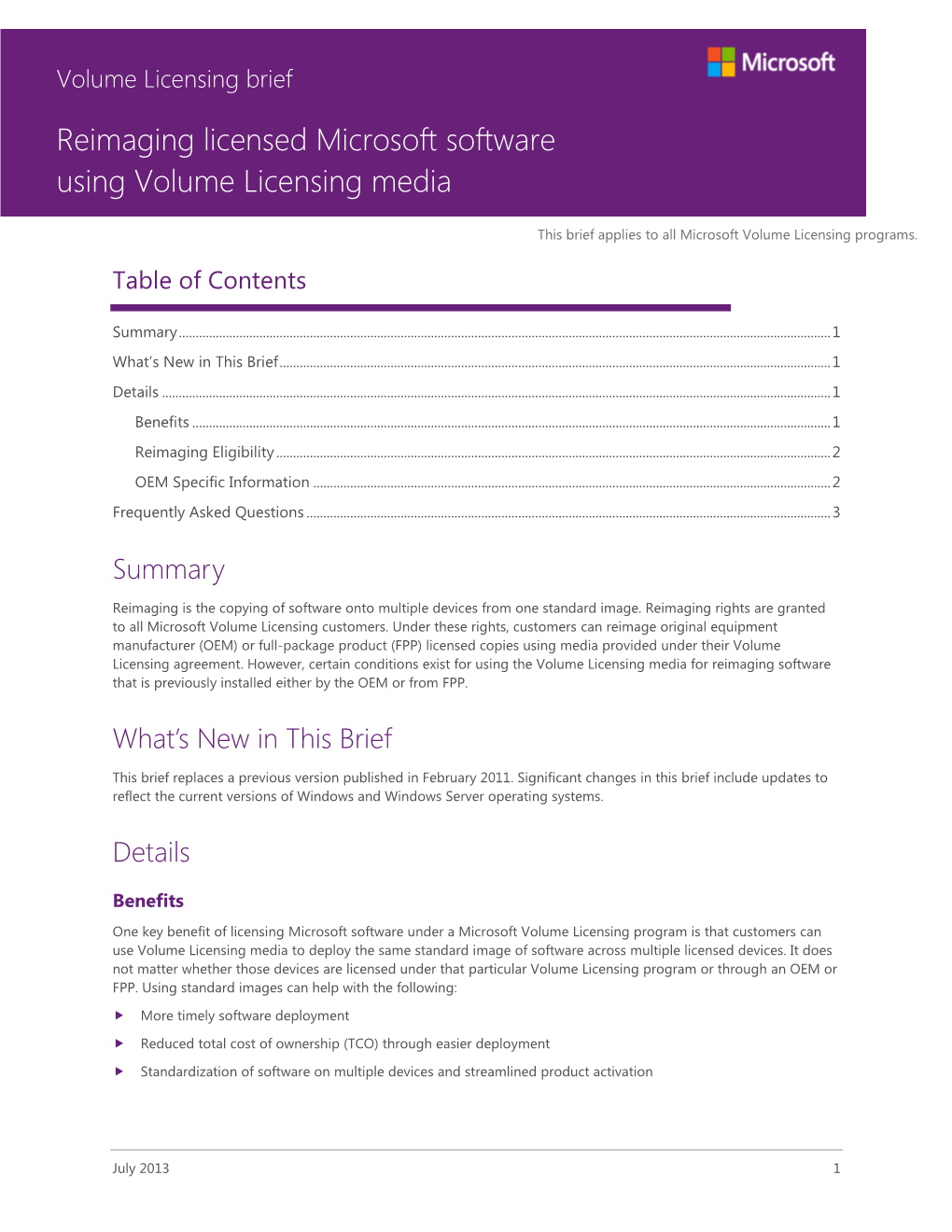 Reimaging Licensed Microsoft Software Using Volume Licensing Media