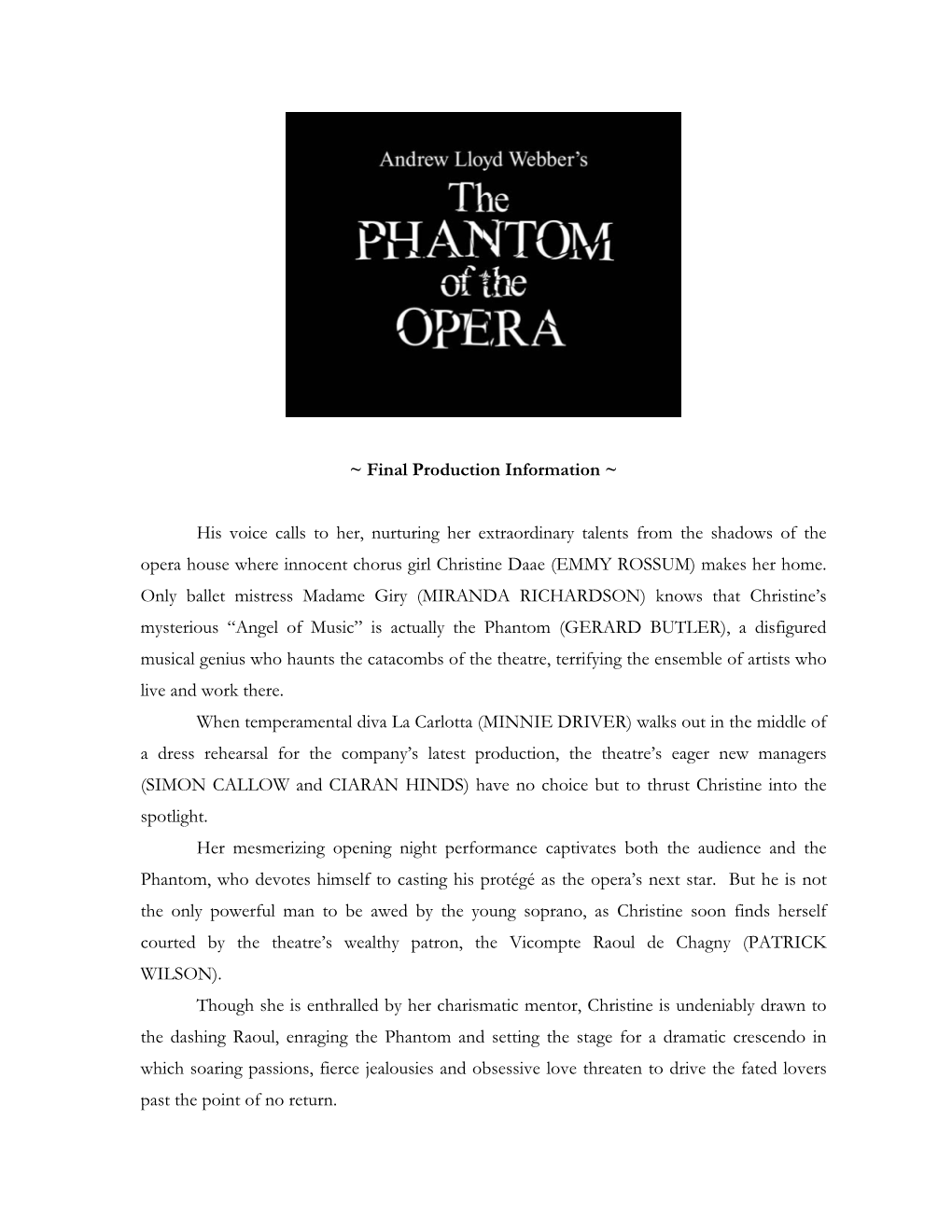 Phantom Notes Outline