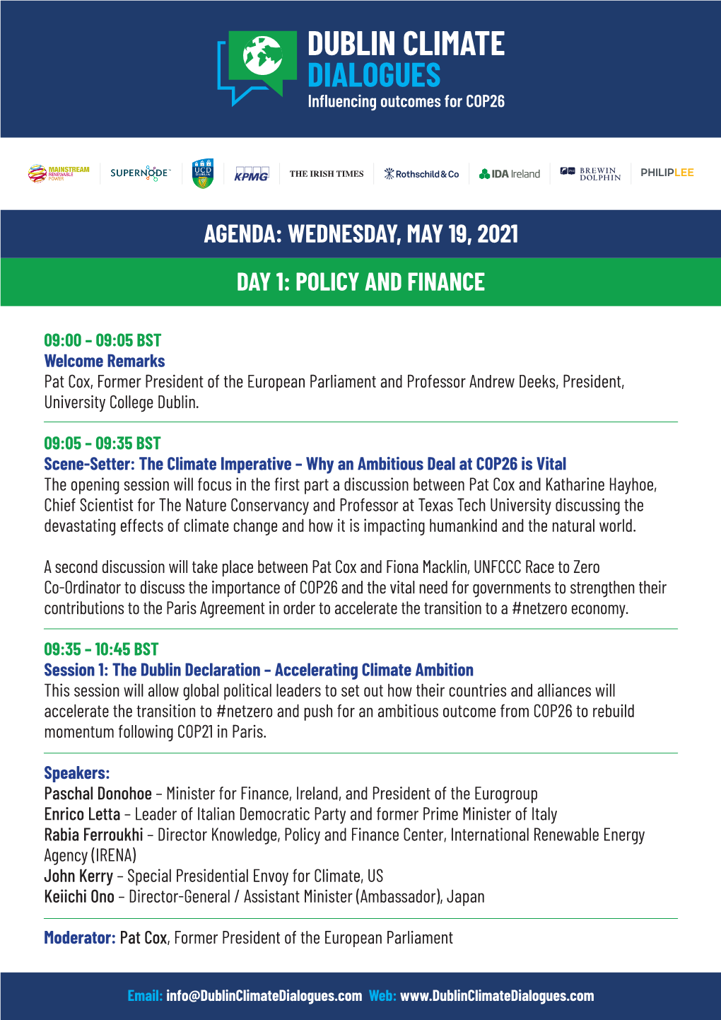 Policy and Finance Agenda