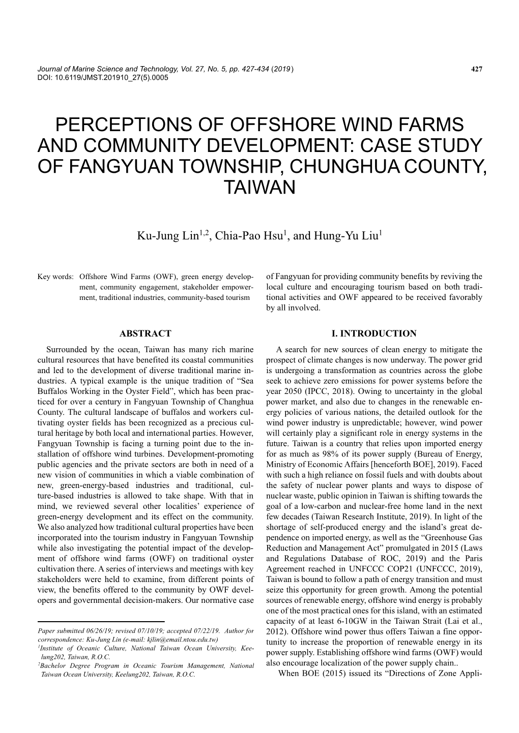 Case Study of Fangyuan Township, Chunghua County, Taiwan