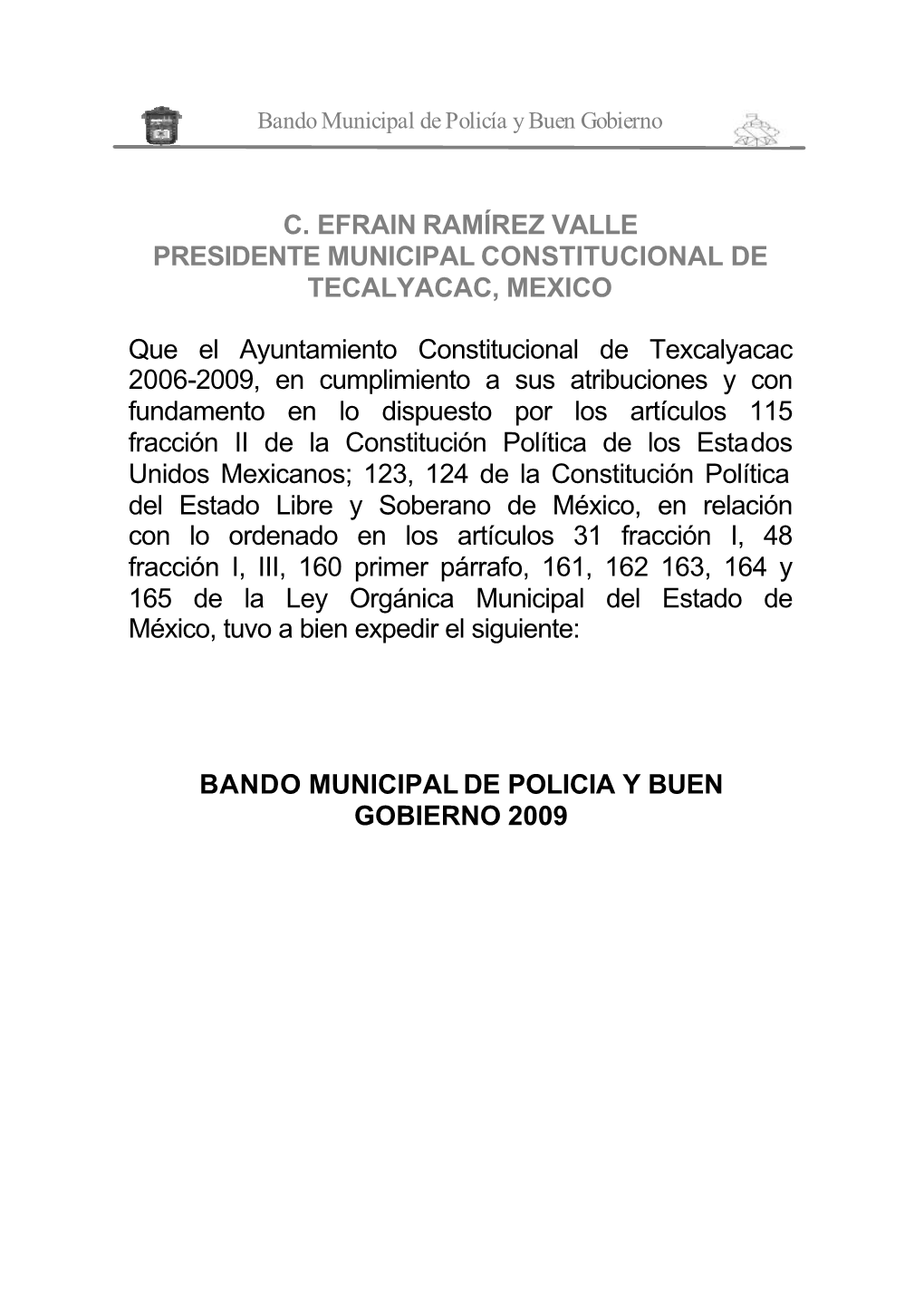 Bando Municipal De Policía Y Buen Gobierno