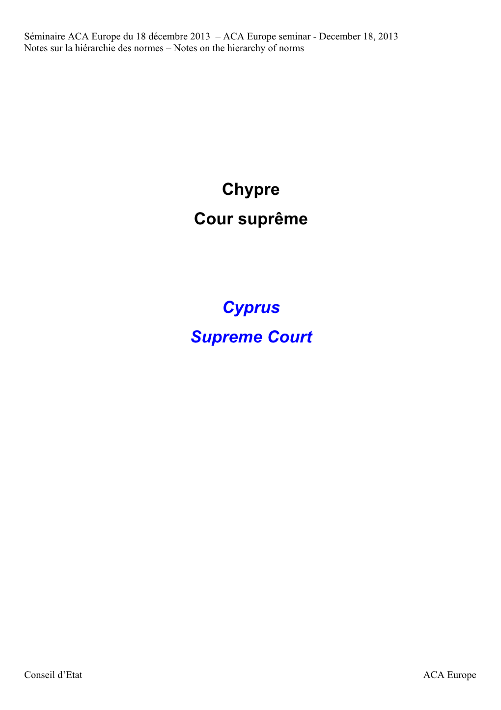 Chypre Cour Suprême Cyprus Supreme Court