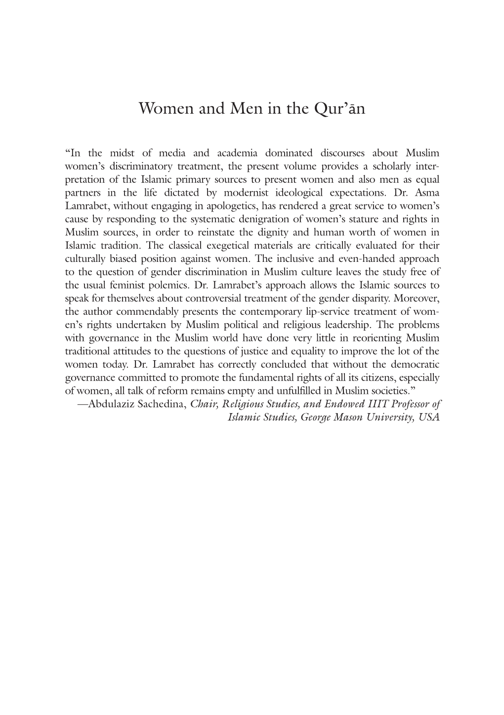 Women and Men in the Qur'ān