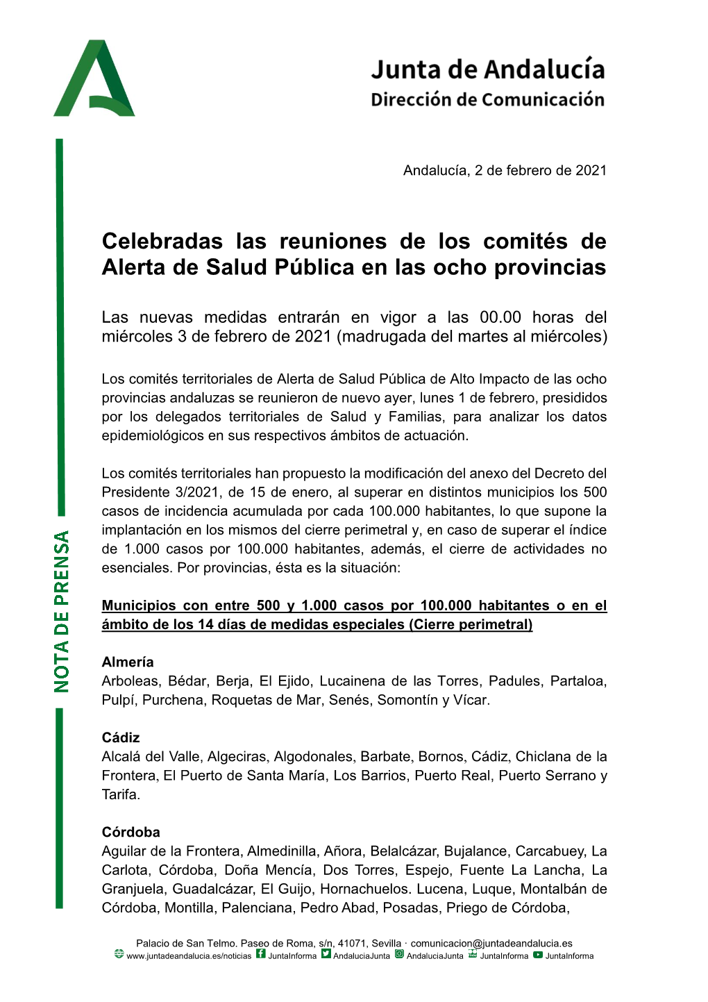 Celebradas Las Reuniones De Los Comités De Alerta De Salud Pública En Las Ocho Provincias