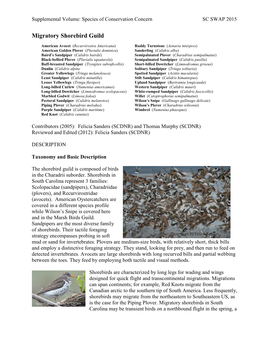 Migratory Shorebird Guild