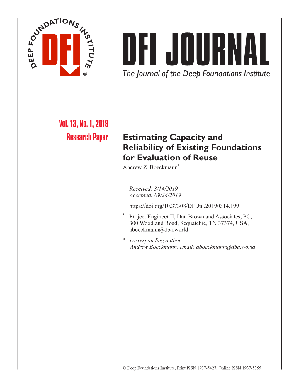 DFI JOURNAL D ® the Journal of the Deep Foundations Institute