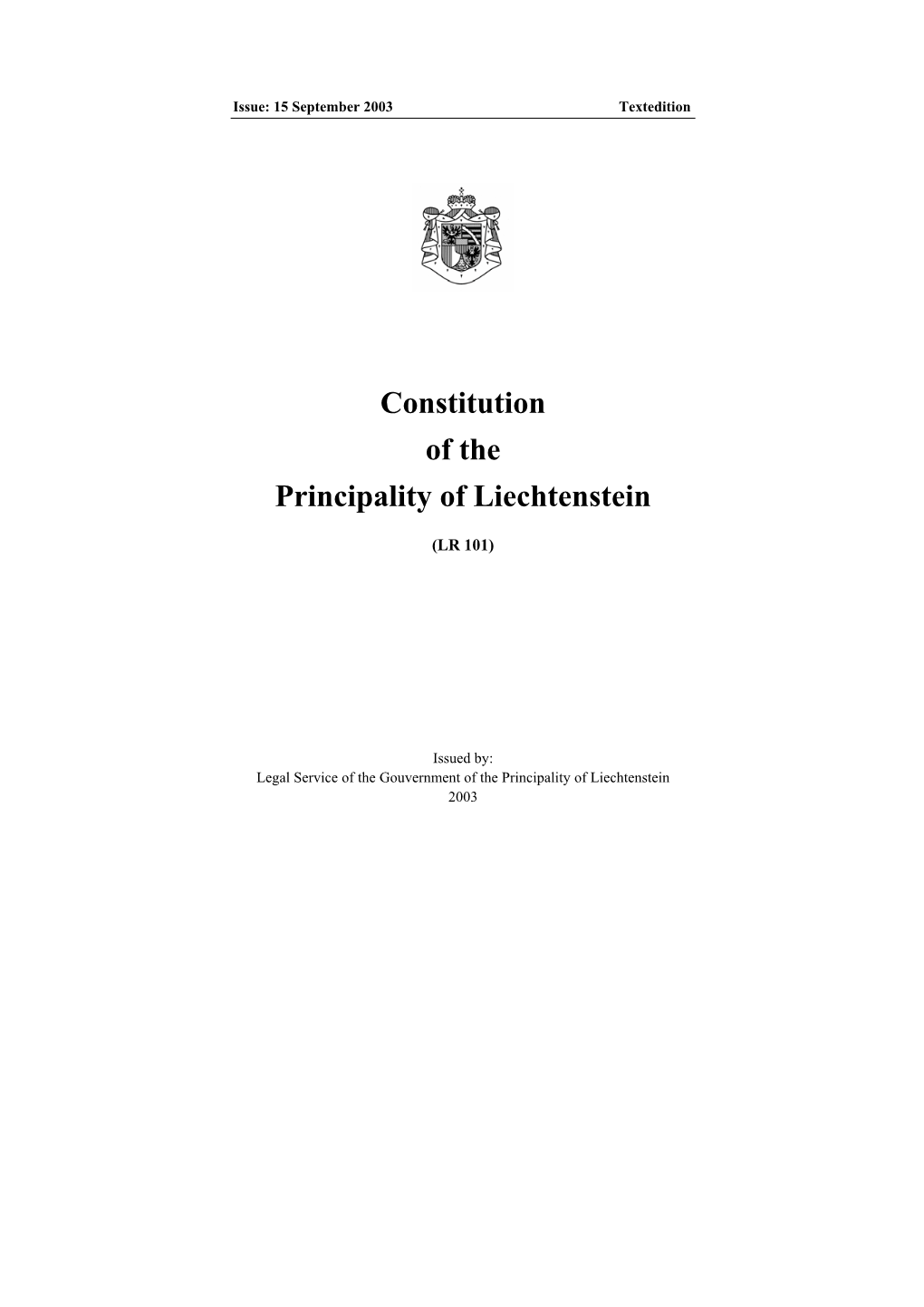 Constitution of the Principality of Liechtenstein