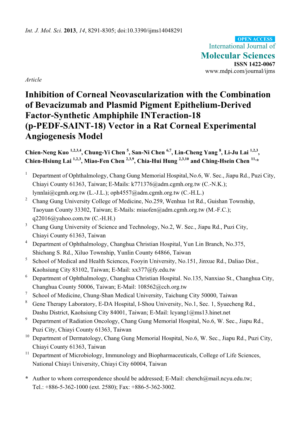 Inhibition of Corneal Neovascularization with The
