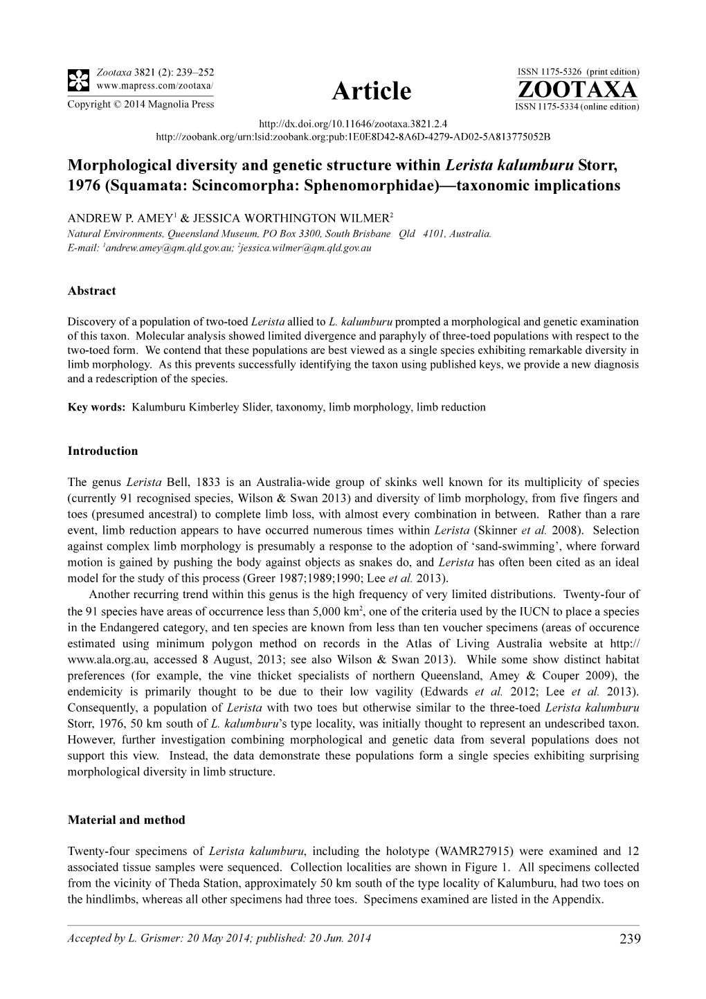 Squamata: Scincomorpha: Sphenomorphidae)—Taxonomic Implications