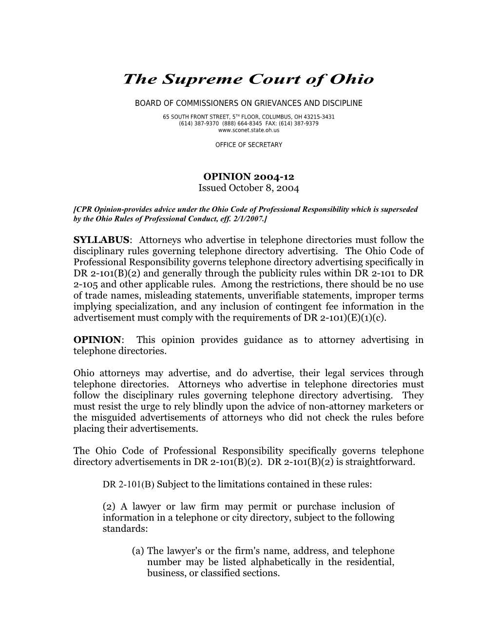 The Supreme Court of Ohio s14