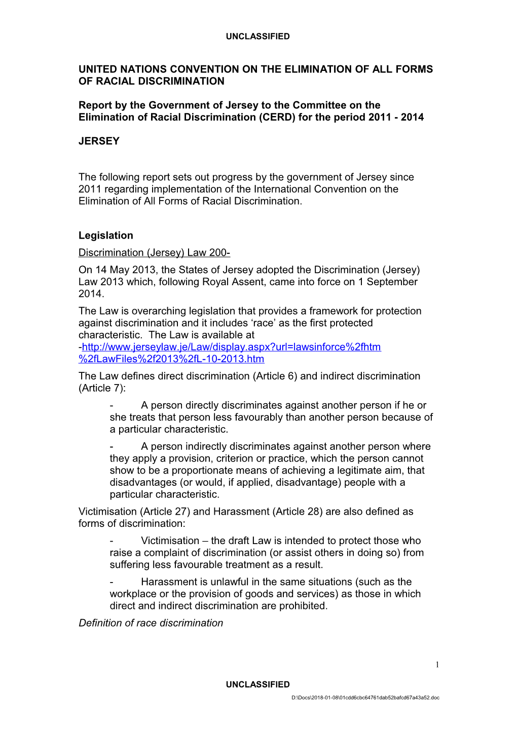 Jersey Report Part of CERD Annex B