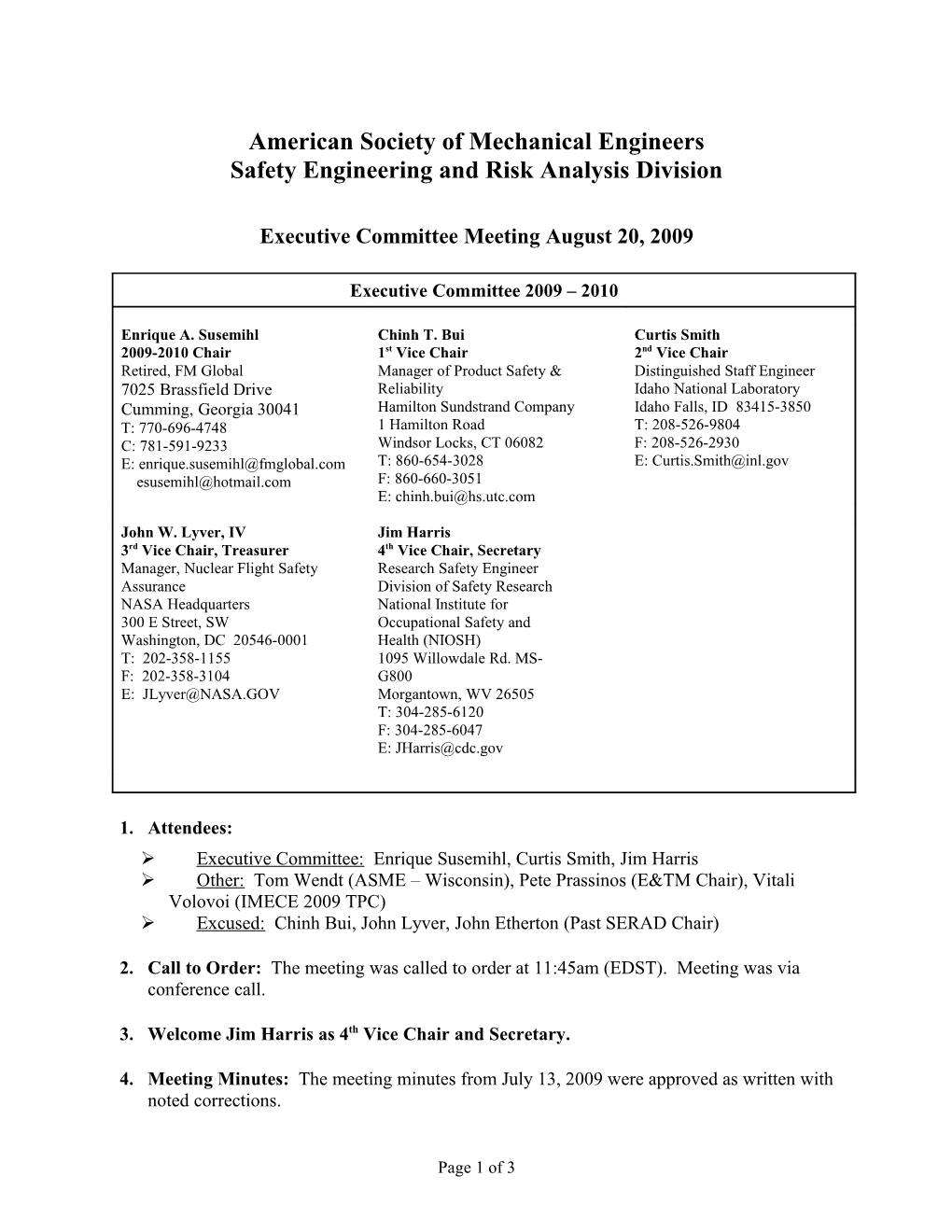 AMSE SERAD Meeting Minutes