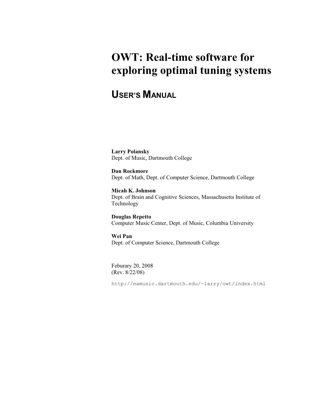 OWT: Real-Time Software for Exploring Optimal Tuning Systems