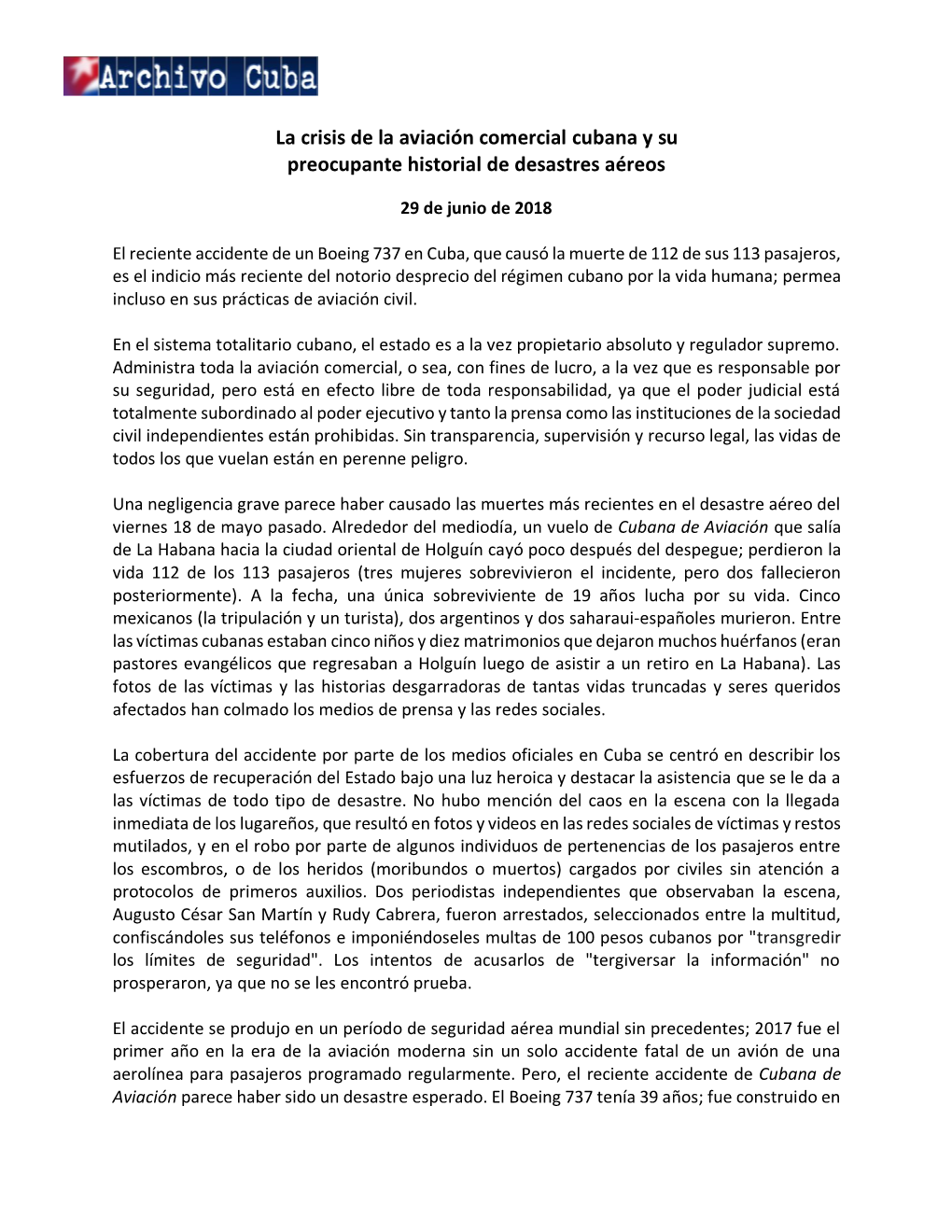 La Crisis De La Aviación Comercial Cubana Y Su Preocupante Historial De Desastres Aéreos