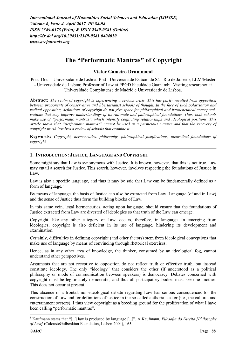 The “Performatic Mantras” of Copyright