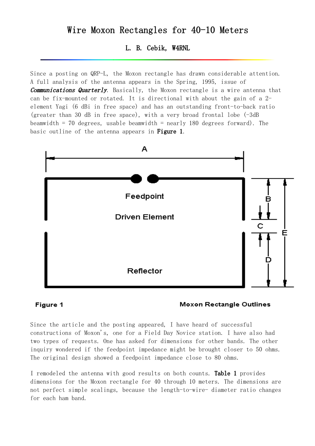 Wire Moxon Rectangles for 40-10 Meters