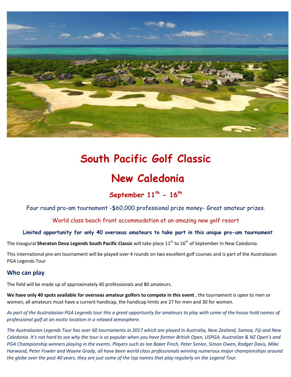 South Pacific Golf Classic New Caledonia