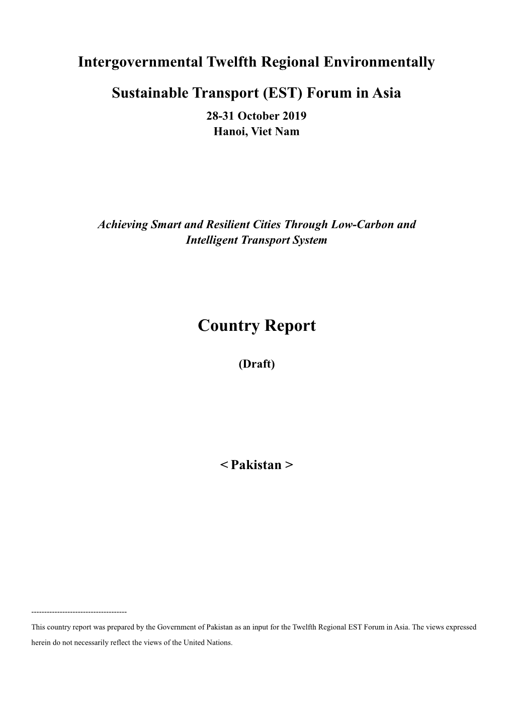 Country Report (Pakistan)