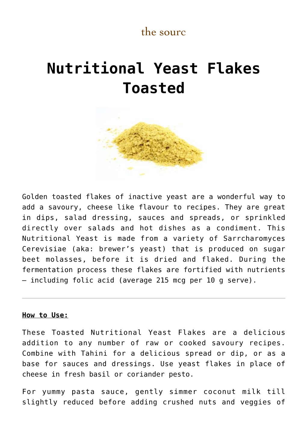 Nutritional Yeast Flakes Toasted