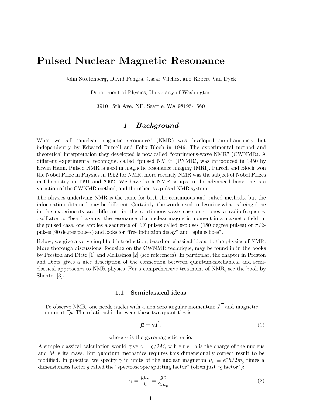 Pulsed NMR Review