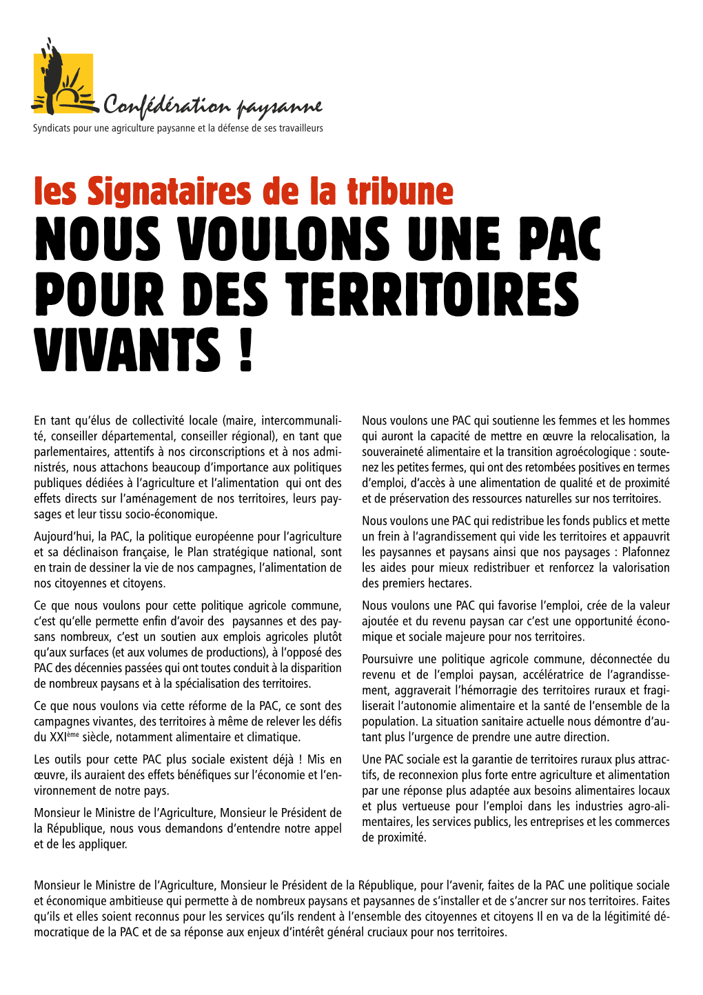 Nous Voulons Une PAC* Pour Des Terrtoire Vivants