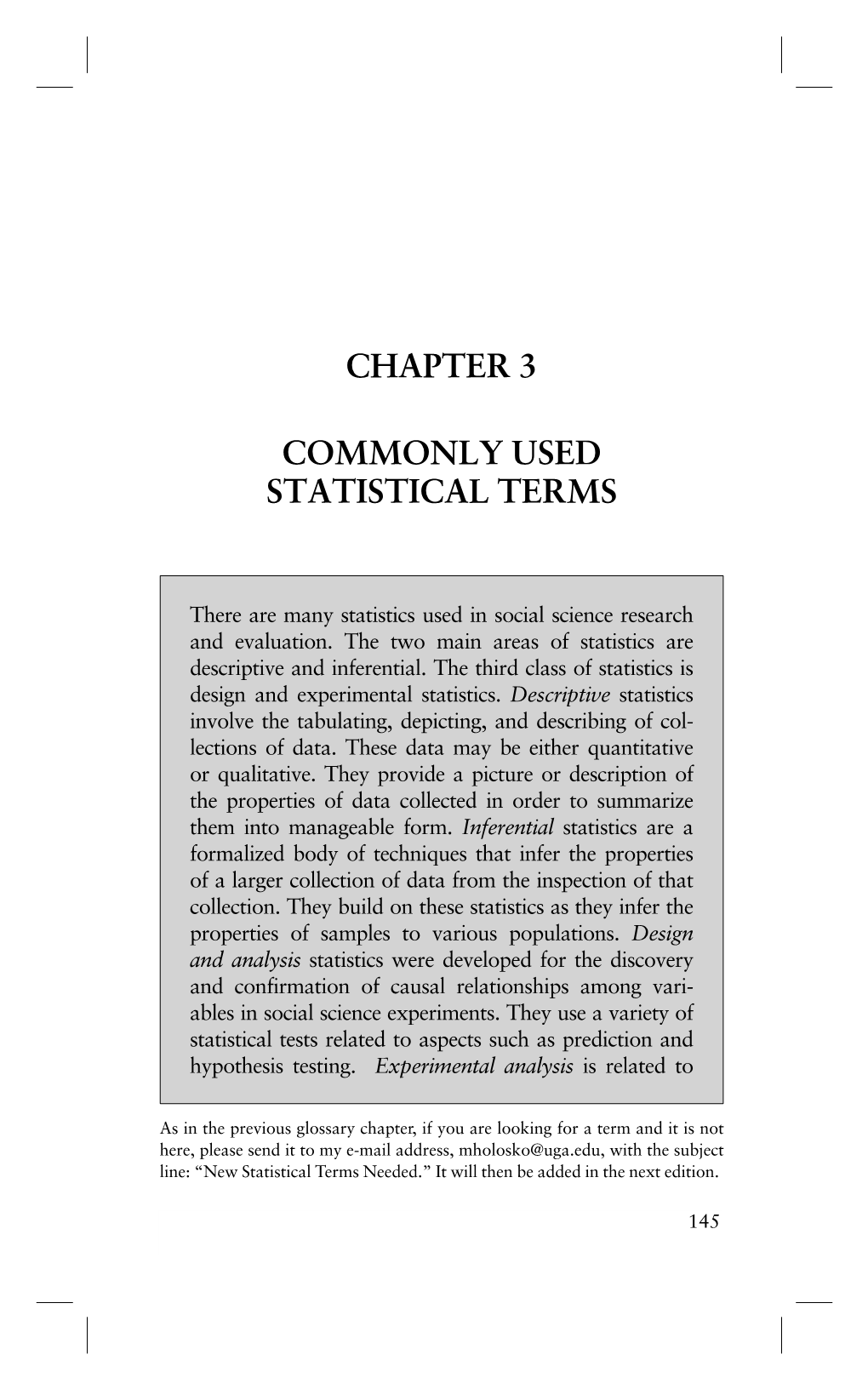 Chapter 3 Commonly Used Statistical Terms