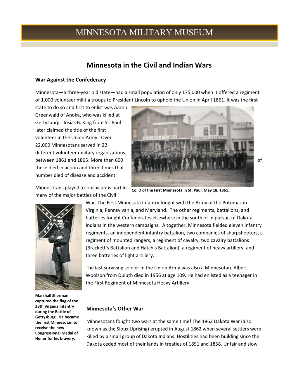 Minnesota and the Civil and Indian Wars