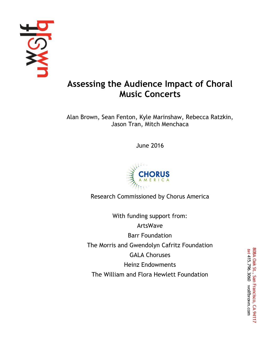 Assessing the Audience Impact of Choral Music Concerts