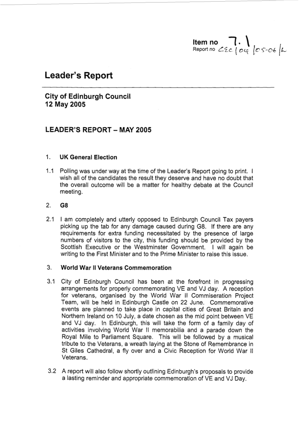 Leader's Report