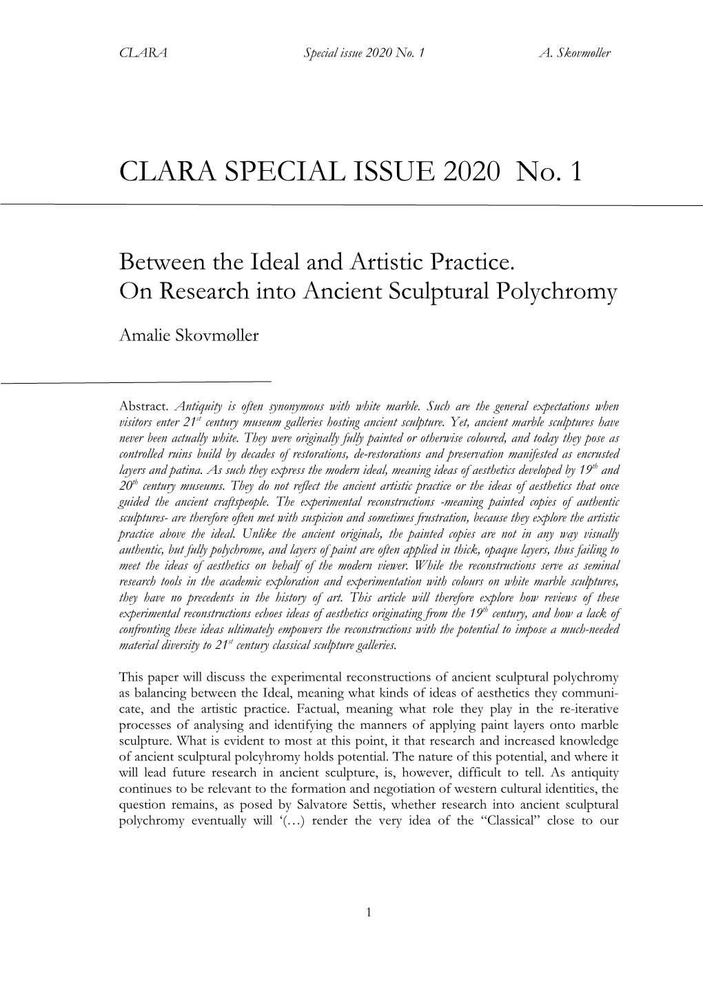 CLARA Special Issue 2020 No. 1 A