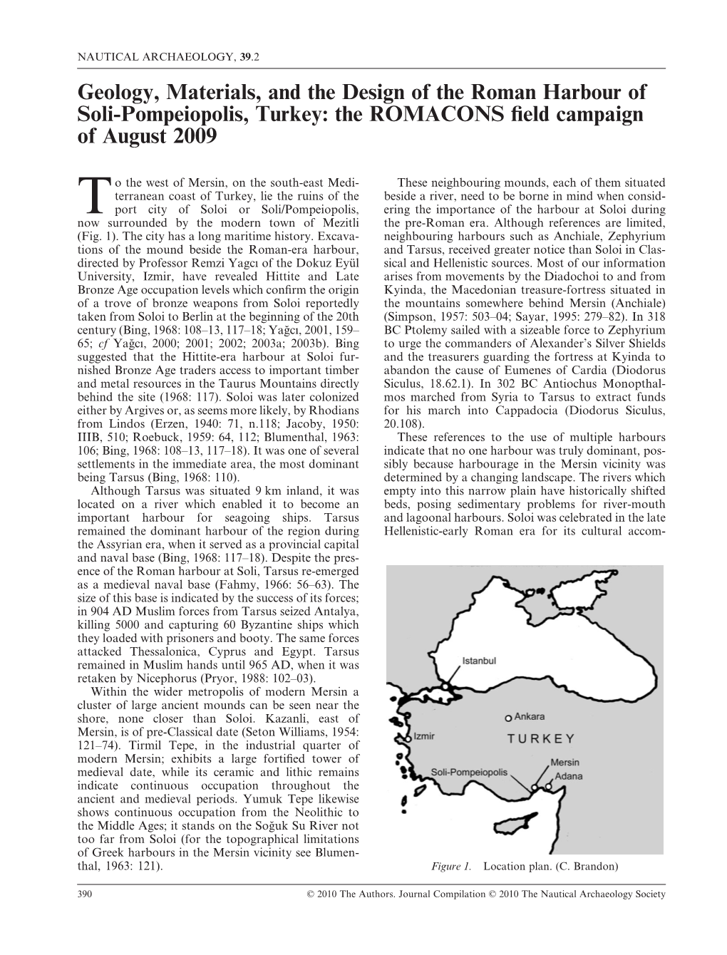 Geology, Materials, and the Design of the Roman Harbour of Solipompeiopolis, Turkey