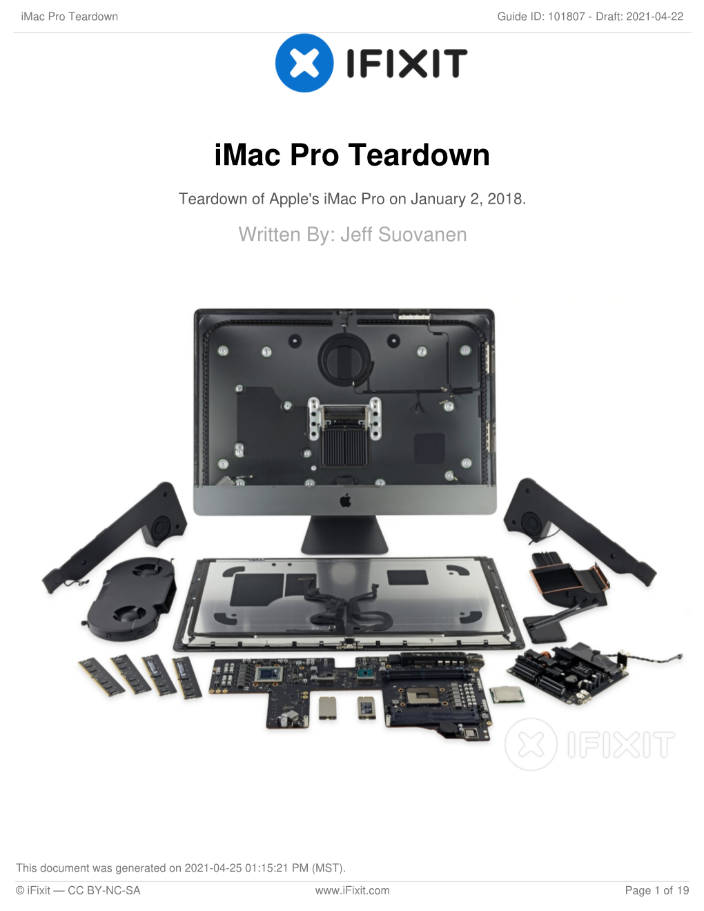 Imac Pro Teardown Guide ID: 101807 - Draft: 2021-04-22