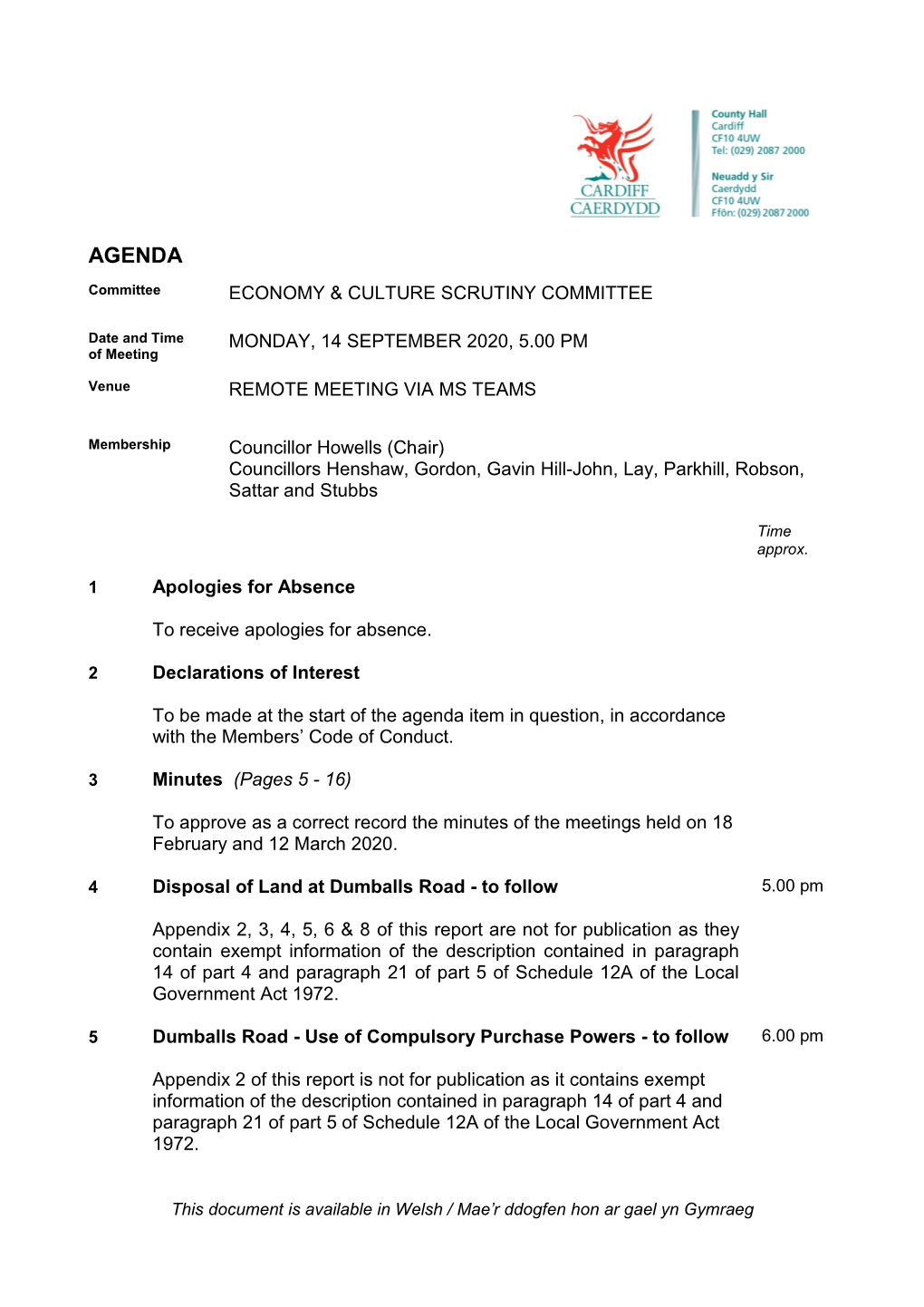 (Public Pack)Agenda Document for Economy & Culture Scrutiny