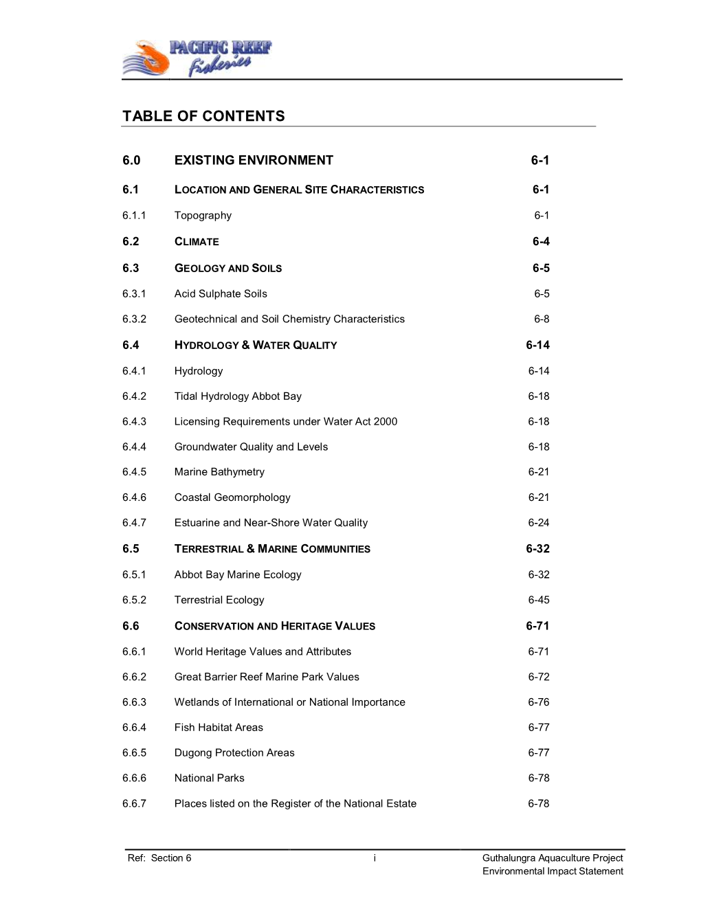 Table of Contents