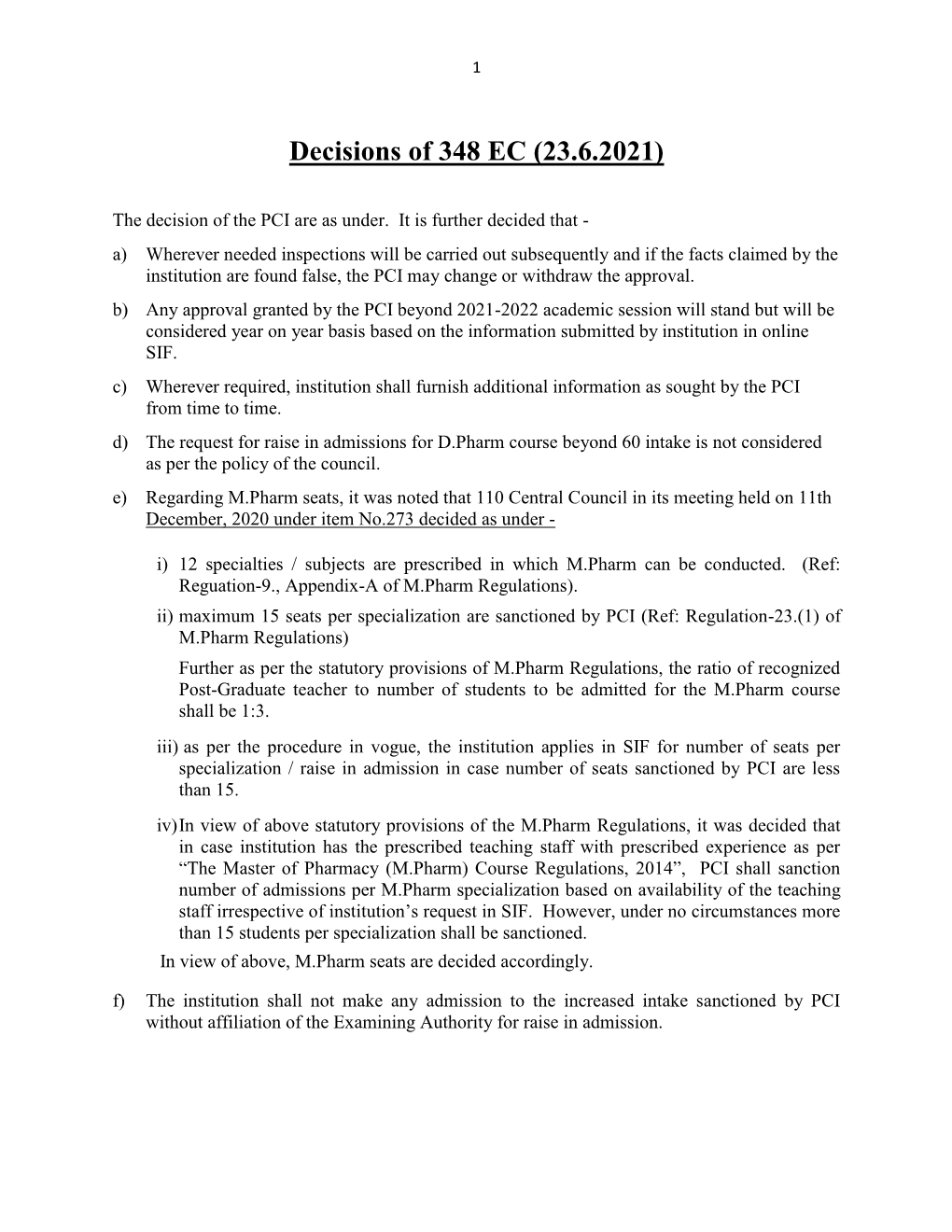 Decisions of 348 EC (23.6.2021)