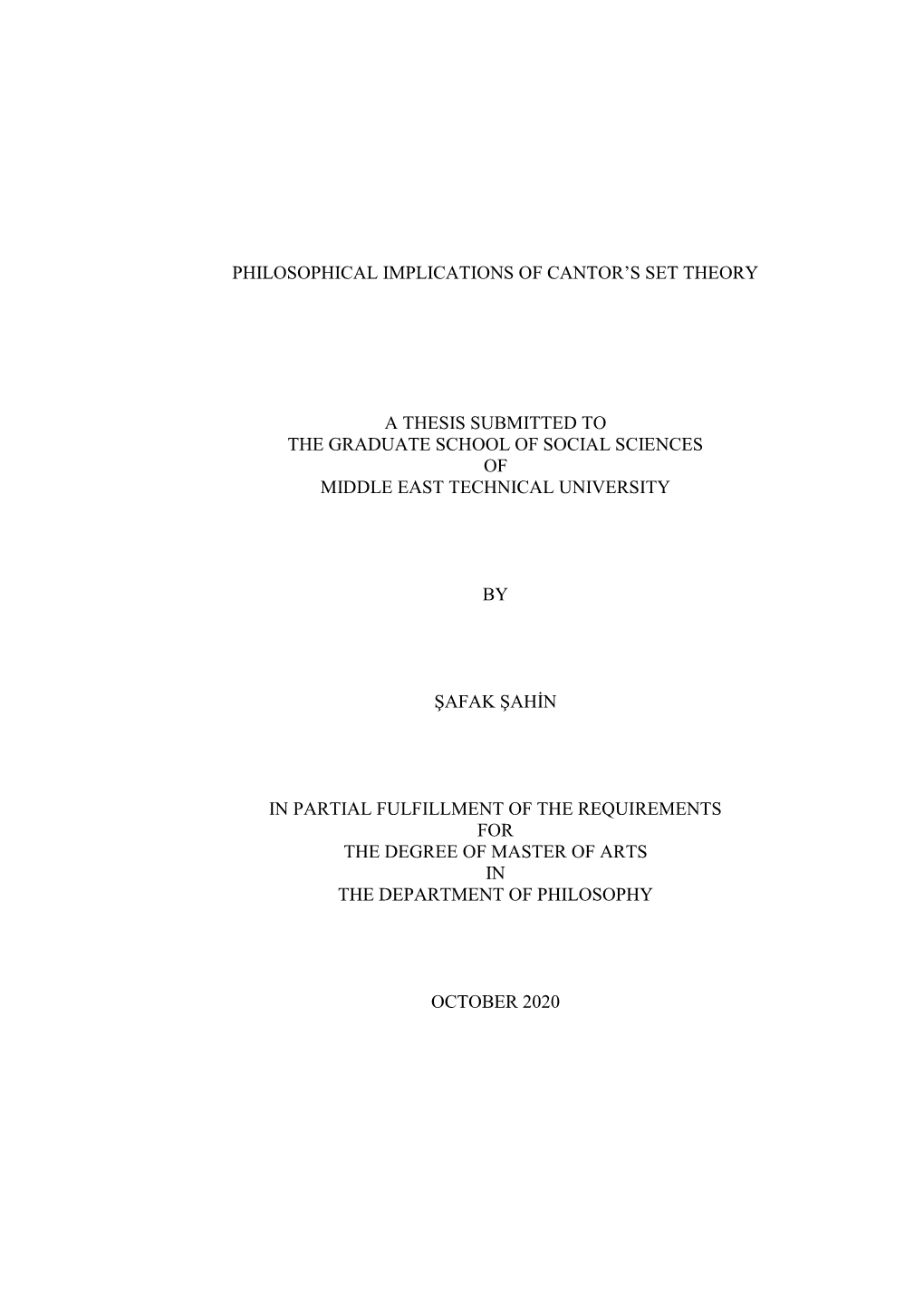 Philosophical Implications of Cantor's Set Theory A