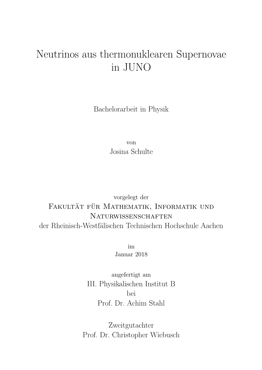 Neutrinos Aus Thermonuklearen Supernovae in JUNO