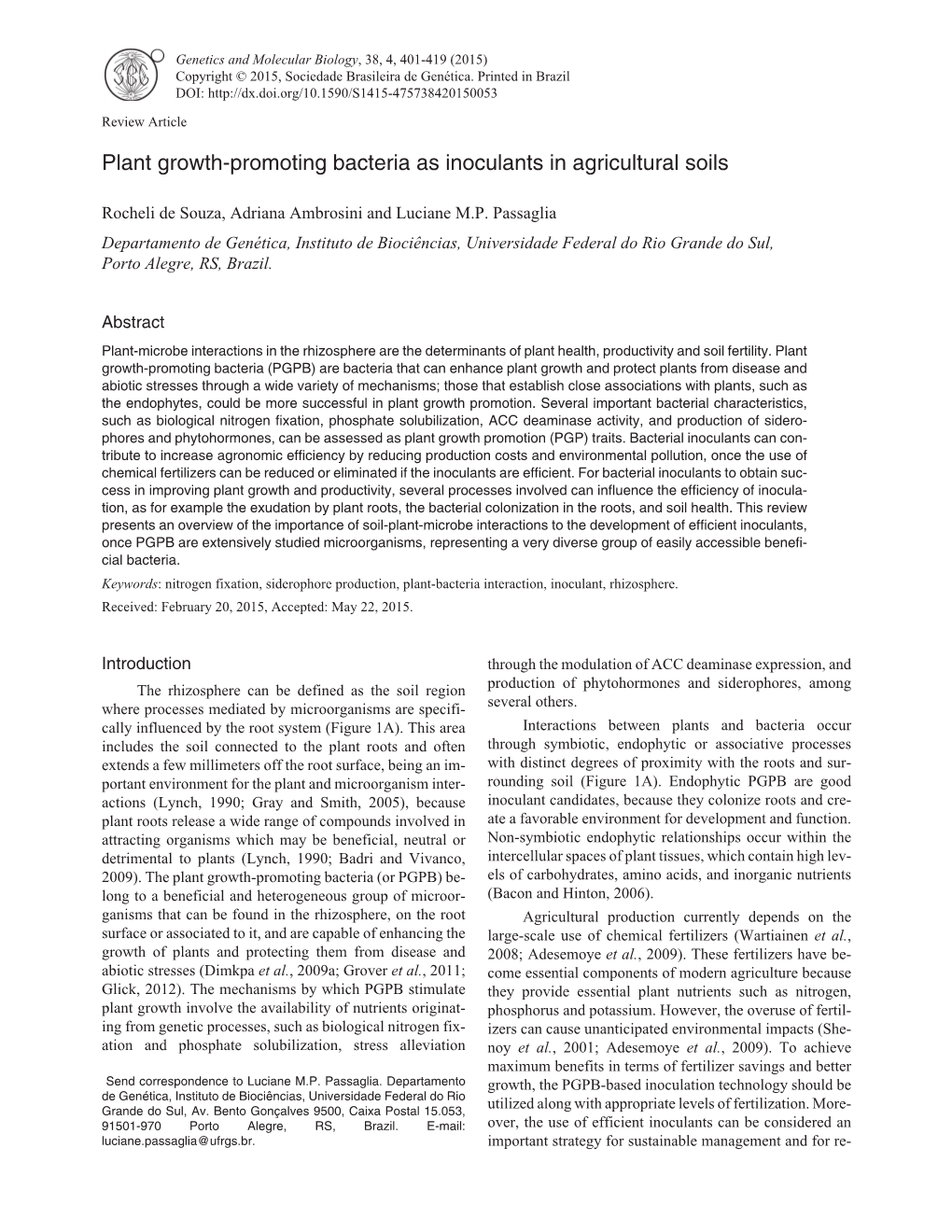 Plant Growth-Promoting Bacteria As Inoculants in Agricultural Soils