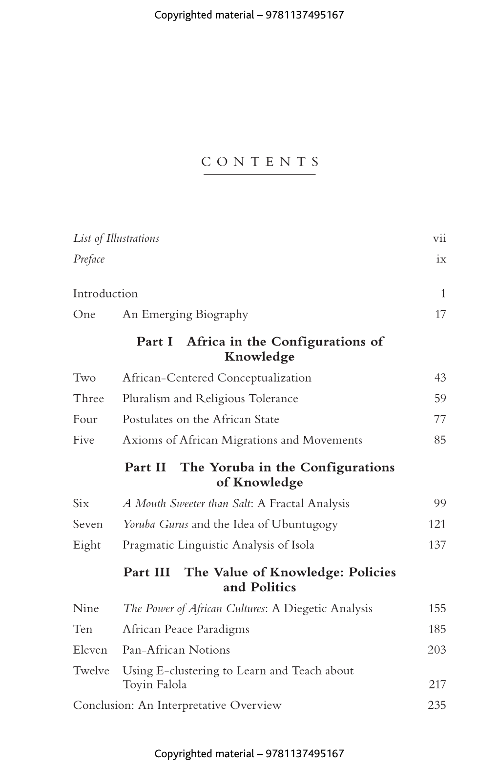 CONTENTS Part I Africa in the Configurations of Knowledge Part II